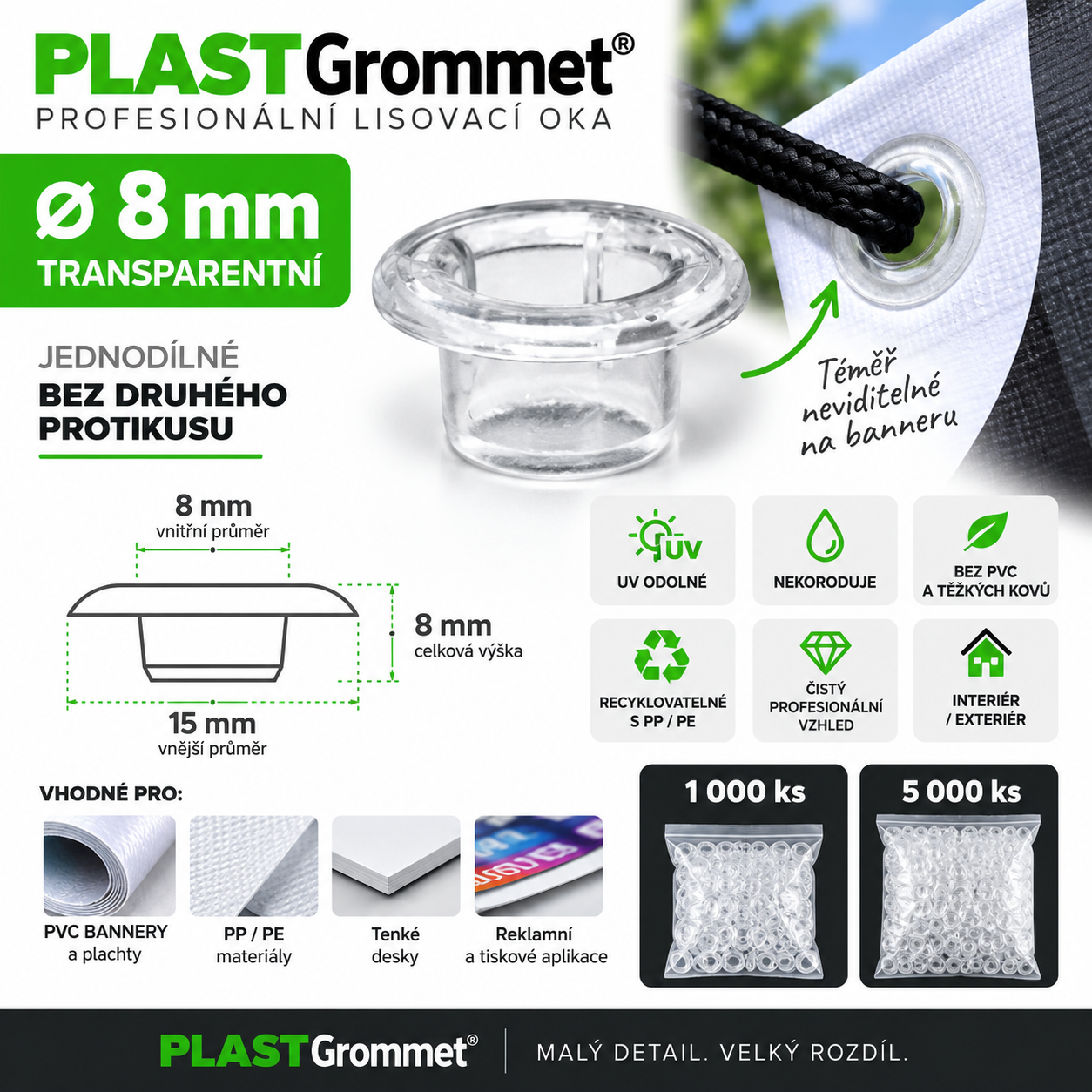 plastgrommer oko banner 8mm prodej cira oka do banneru a plachet